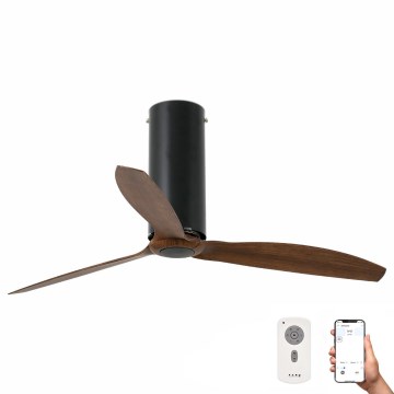 FARO 32037WP - Deckenventilator TUBE FAN M schwarz/braun Ø 128 cm SMART + Fernbedienung
