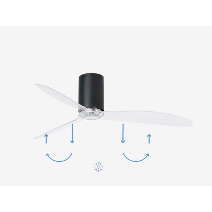 FARO 32041WP - Deckenventilator MINI TUBE FAN M schwarz/klar d 128 cm SMART + Fernbedienung