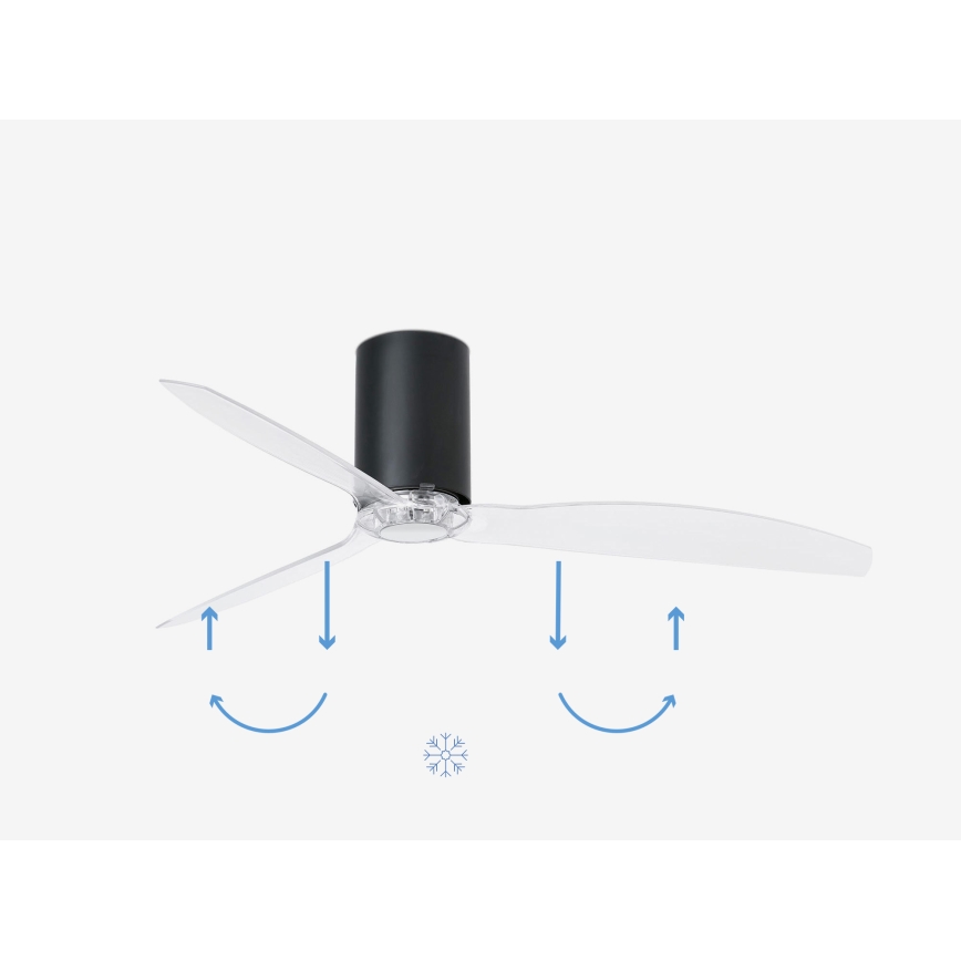 FARO 32041WP - Deckenventilator MINI TUBE FAN M schwarz/klar d 128 cm SMART + Fernbedienung