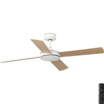 FARO 33350DC - Deckenventilator MALLORCA L weiß/braun d 132 + Fernbedienung