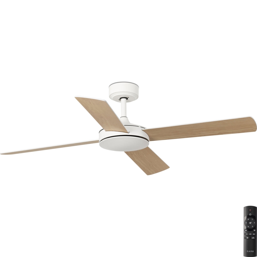 FARO 33350DC - Deckenventilator MALLORCA L weiß/braun d 132 + Fernbedienung