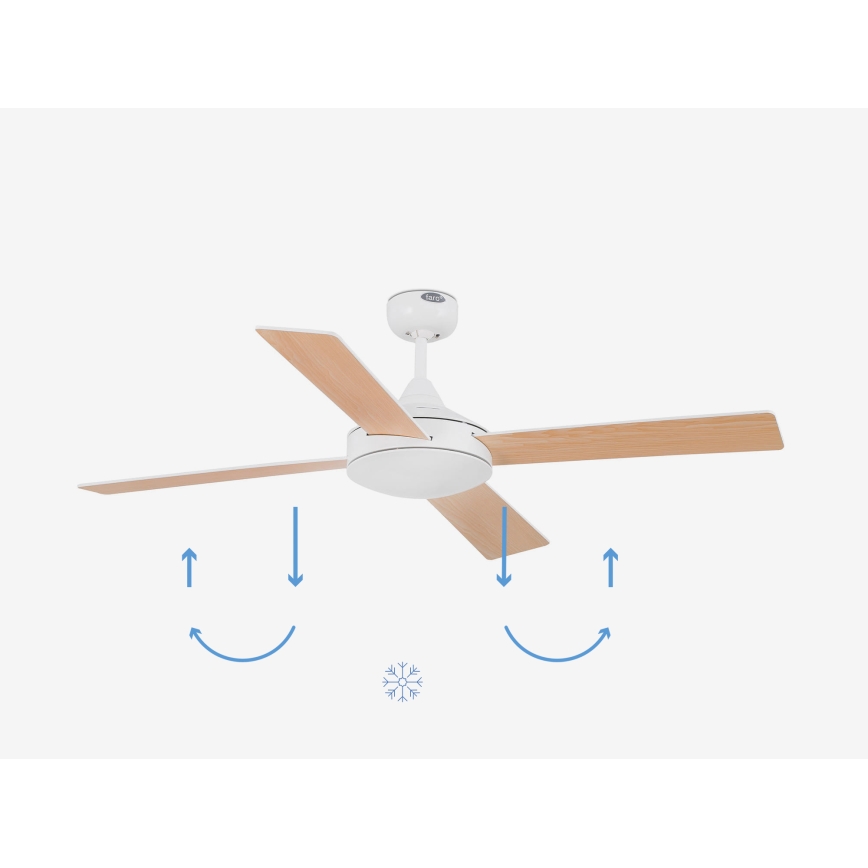 FARO 33350DC - Deckenventilator MALLORCA L weiß/braun d 132 + Fernbedienung