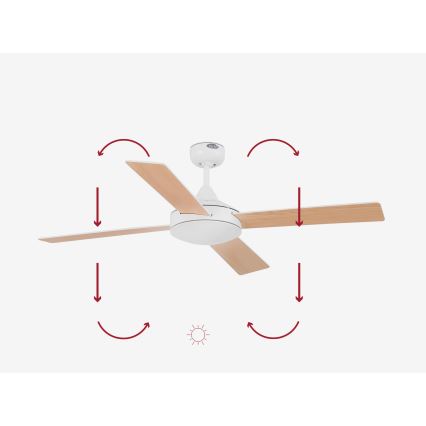 FARO 33350DC - Deckenventilator MALLORCA L weiß/braun d 132 + Fernbedienung
