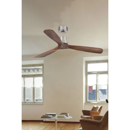 FARO 33370DC - Deckenventilator LANTAU braun/mattes Chrom d 132 cm + Fernbedienung