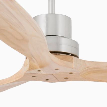 FARO 33373DC - Deckenventilator LANTAU Holz/mattes Chrom d 132 cm + Fernbedienung