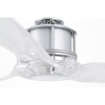 FARO 33394 - Deckenventilator JUST FAN glänzendes Chrom / klar + Fernbedienung