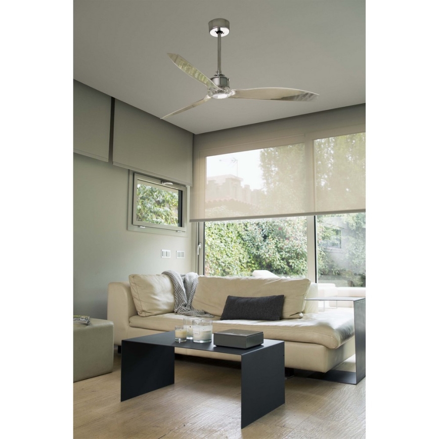 FARO 33394 - Deckenventilator JUST FAN glänzendes Chrom / klar + Fernbedienung