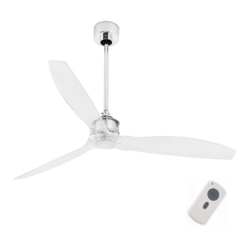 FARO 33394 - Deckenventilator JUST FAN glänzendes Chrom / klar + Fernbedienung