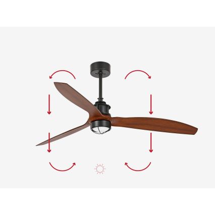 FARO 33395-10 - LED-Deckenventilator JUST FAN LED/16W/230V schwarz/braun d 128 cm + Fernbedienung