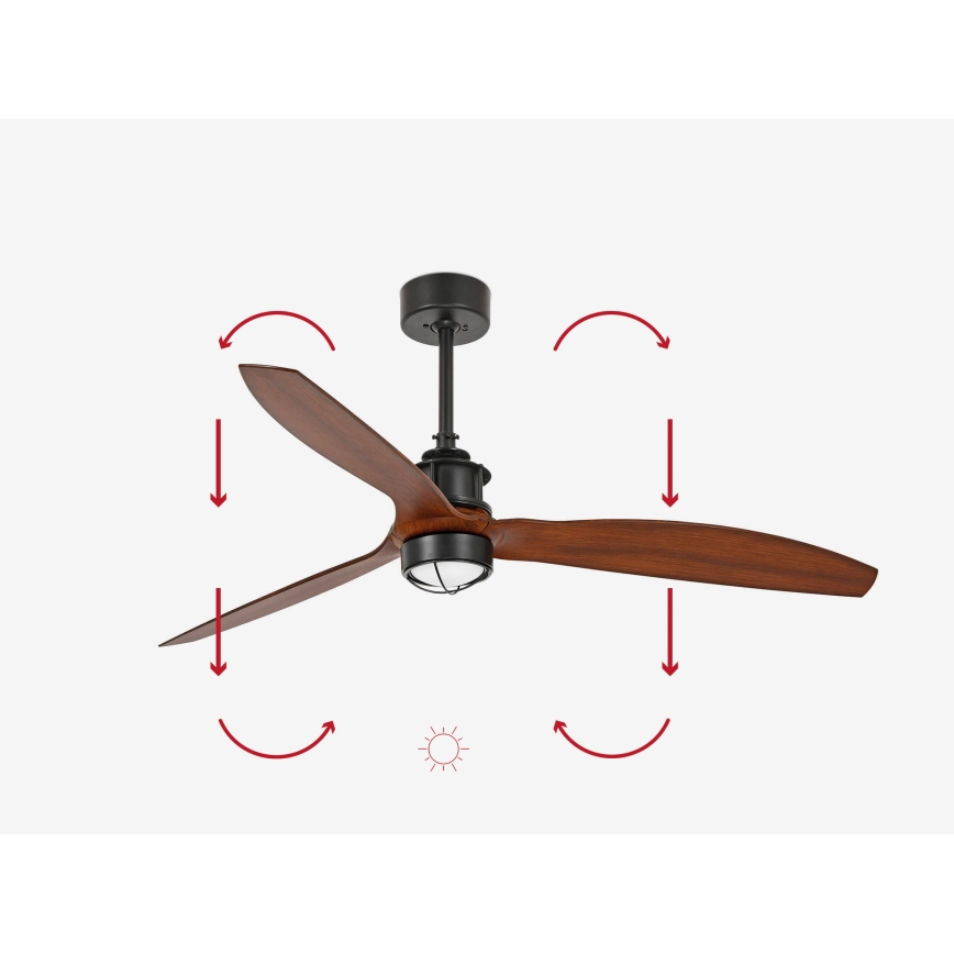 FARO 33395-10 - LED-Deckenventilator JUST FAN LED/16W/230V schwarz/braun d 128 cm + Fernbedienung