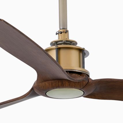 FARO 33398WT - Deckenventilator JUST FAN M Ø 128 cm braun/Messing Wi-Fi Tuya + Fernbedienung