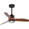 FARO 33425WT1N - LED-dimmbarer Deckenventilator JUST FAN S mit LED/16W/230V, Ø 81 cm, braun/schwarz, Wi-Fi Tuya + Fernbedienung