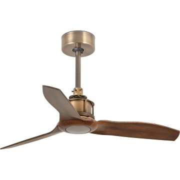 FARO 33428WT - Deckenventilator JUST FAN S Ø 81 cm braun/Messing Wi-Fi Tuya + Fernbedienung