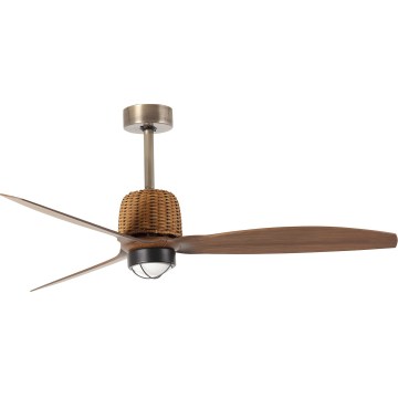 FARO 334361N - LED-dimmbarer Deckenventilator WEAVER M, LED/16W/230V, Ø 128 cm, Braun/Messing + Fernbedienung