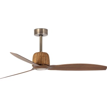 FARO 33436WT - Deckenventilator WEAVER M Ø 128 cm braun/messing Wi-Fi Tuya + Fernbedienung