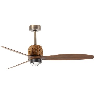 FARO 33436WT1N - LED-dimmbarer Deckenventilator WEAVER M LED/16W/230V Ø 128 cm braun/Messing Wi-Fi Tuya + Fernbedienung