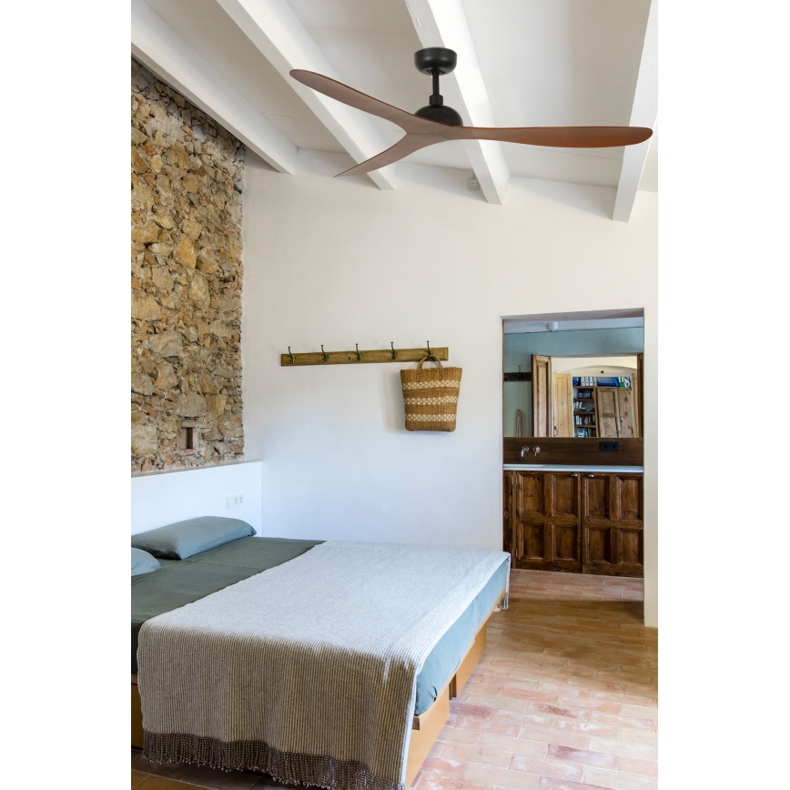FARO 33447WT - Deckenventilator GOTLAND L braun/schwarz d 132 cm Wi-Fi Tuya + Fernbedienung