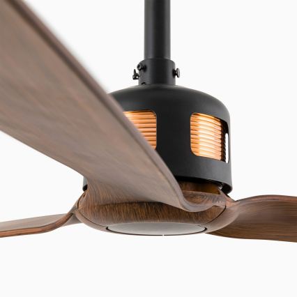 FARO 33451WT - Deckenventilator COPPER FAN M, Durchmesser 128 cm, Braun/Schwarz, Tuya Wi-Fi + Fernbedienung