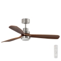FARO 33463DC - LED-Deckenventilator LANTAU LED/12W/230V Holz/matt Chrom d 168 cm + Fernbedienung