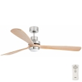 FARO 33505DC - LED-Deckenventilator LANTAU XL LED/15W/230V Holz/matt Chrom d 168 cm + Fernbedienung