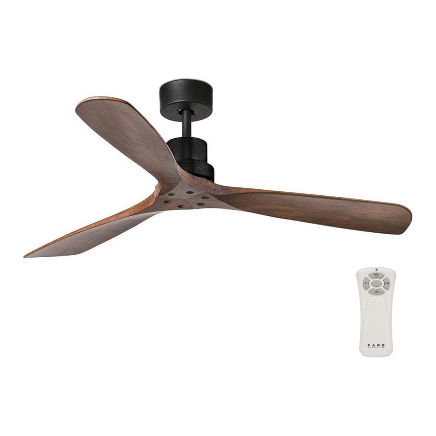 FARO 33516DC - Deckenventilator LANTAU schwarz/braun d 132 cm + Fernbedienung