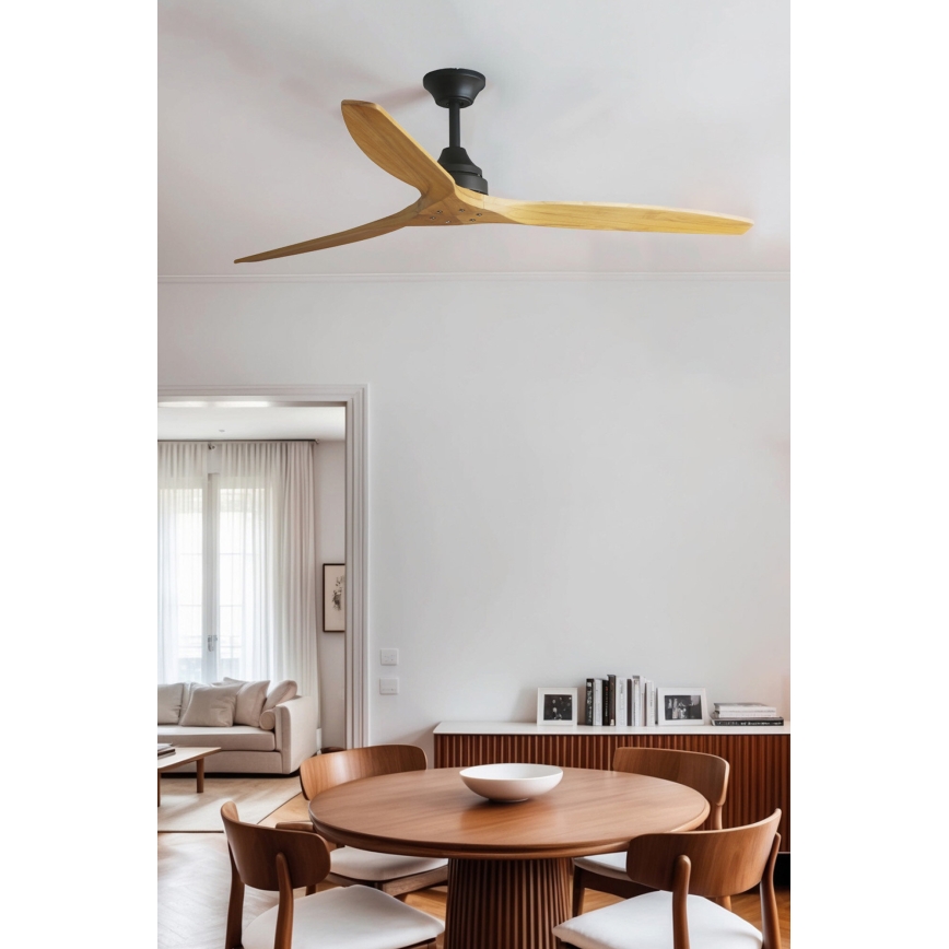 FARO 33718DC - Deckenventilator ALO L Holz/schwarz d 152 cm + Fernbedienung