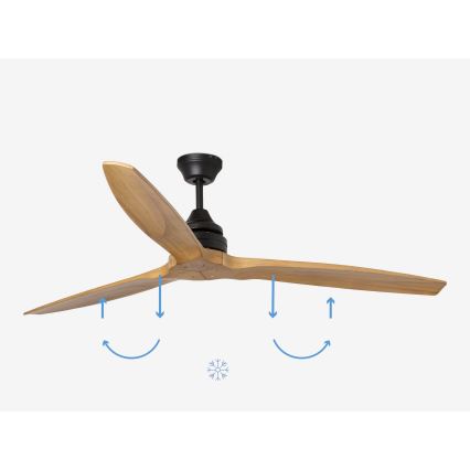 FARO 33718DC - Deckenventilator ALO L Holz/schwarz d 152 cm + Fernbedienung