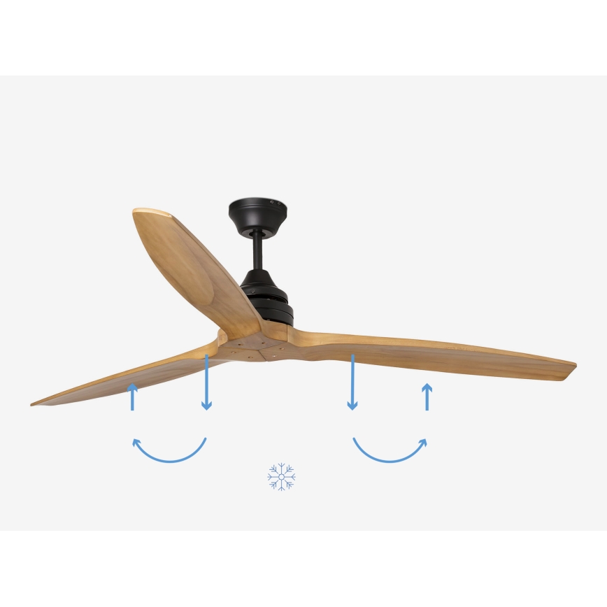 FARO 33718DC - Deckenventilator ALO L Holz/schwarz d 152 cm + Fernbedienung