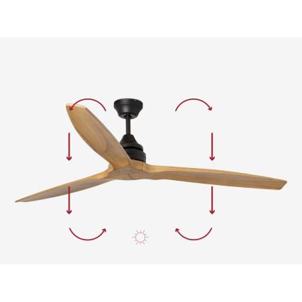 FARO 33718DC - Deckenventilator ALO L Holz/schwarz d 152 cm + Fernbedienung