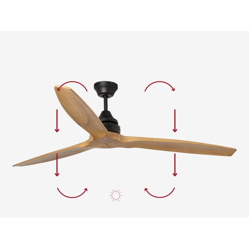 FARO 33718DC - Deckenventilator ALO L Holz/schwarz d 152 cm + Fernbedienung