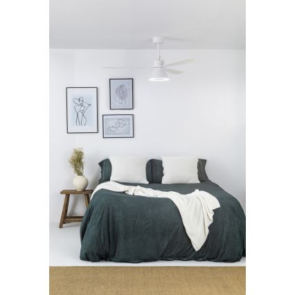 FARO 33760WT-22 - Dimmbarer LED-Deckenventilator AMELIA L CONE LED, 20 W, 230 V, 2700/3500/5000 K, weiß, Ø 132 cm, Wi‑Fi (Tuya) + Fernbedienung