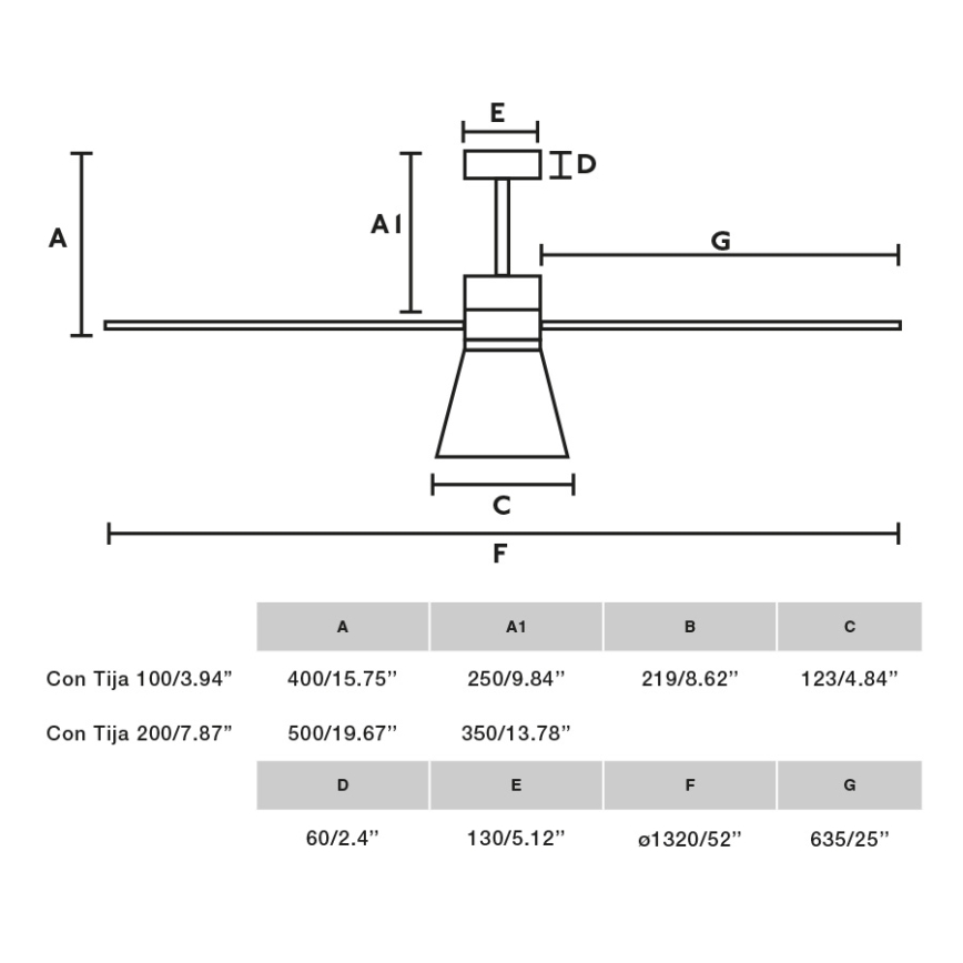 FARO 33760WT-22 - Dimmbarer LED-Deckenventilator AMELIA L CONE LED, 20 W, 230 V, 2700/3500/5000 K, weiß, Ø 132 cm, Wi‑Fi (Tuya) + Fernbedienung