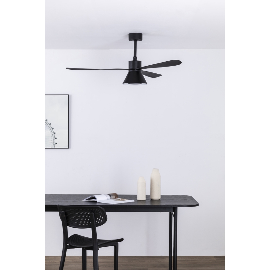 FARO 33761WT-23 - Dimmbarer LED-Deckenventilator AMELIA L CONE LED/20W/230V 2700/3500/5000K schwarz d 132 cm Wi-Fi Tuya + Fernbedienung