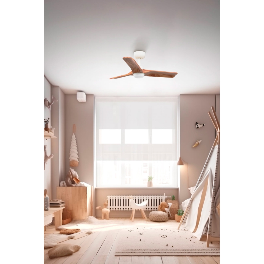 FARO 33805-1TW - LED-dimmbarer Deckenventilator HEYWOOD S LED/10W/230V 2700/3000/4000K Holz/Weiß Ø 90 cm + Fernbedienung