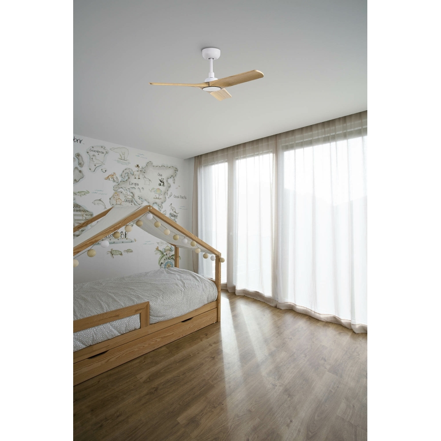 FARO 33805WT - Deckenventilator HEYWOOD S Holz/weiß d 90 cm Wi-Fi Tuya + Fernbedienung