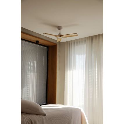 FARO 33805WT - Deckenventilator HEYWOOD S Holz/weiß d 90 cm Wi-Fi Tuya + Fernbedienung