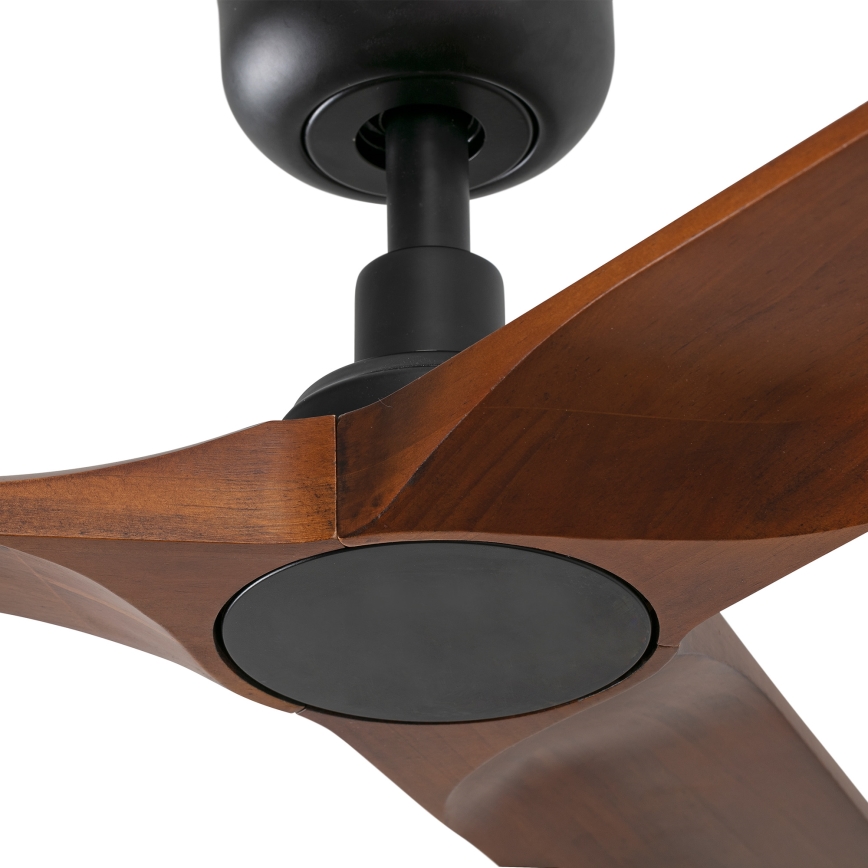 FARO 33806WT - Deckenventilator HEYWOOD S Holz/Schwarz Ø 90 cm Wi-Fi Tuya + Fernbedienung