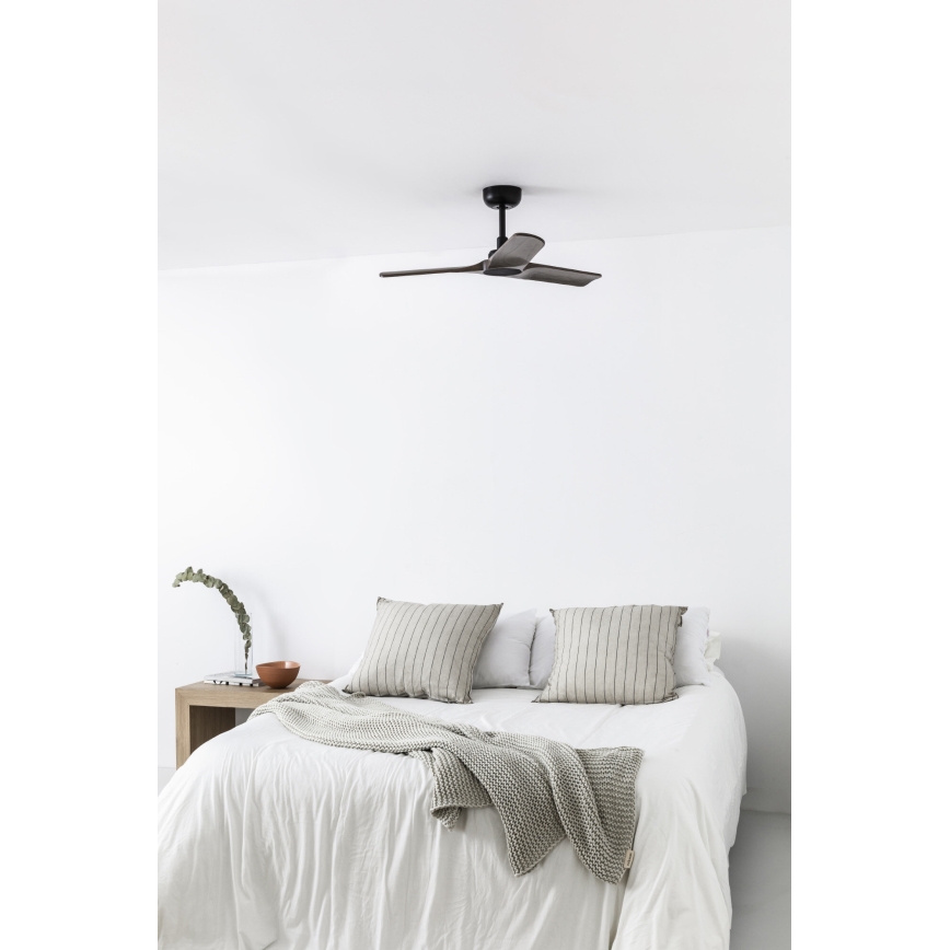 FARO 33806WT - Deckenventilator HEYWOOD S Holz/schwarz d 90 cm Wi-Fi Tuya + Fernbedienung