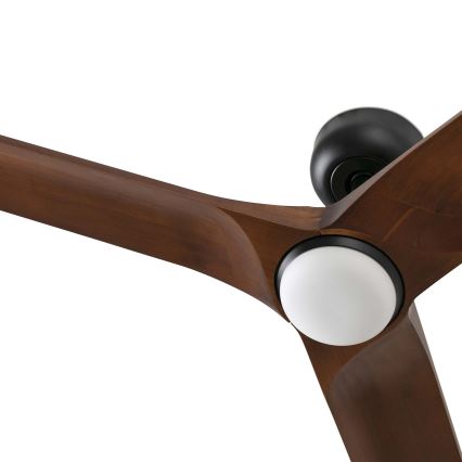 FARO 33806WT1S - LED-dimmbarer Deckenventilator HEYWOOD S mit LED/10W/230V 2700/3000/4000K Ø 90 cm Holz/Schwarz Wi-Fi Tuya + Fernbedienung