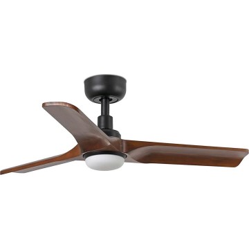 FARO 33806WT1S - LED-dimmbarer Deckenventilator HEYWOOD S mit LED/10W/230V 2700/3000/4000K Ø 90 cm Holz/Schwarz Wi-Fi Tuya + Fernbedienung