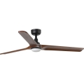 FARO 33809WT1S - LED-dimmbarer Deckenventilator HEYWOOD L LED/10W/230V 2700/3000/4000K Ø 132 cm Holz/Schwarz Wi‑Fi Tuya + Fernbedienung