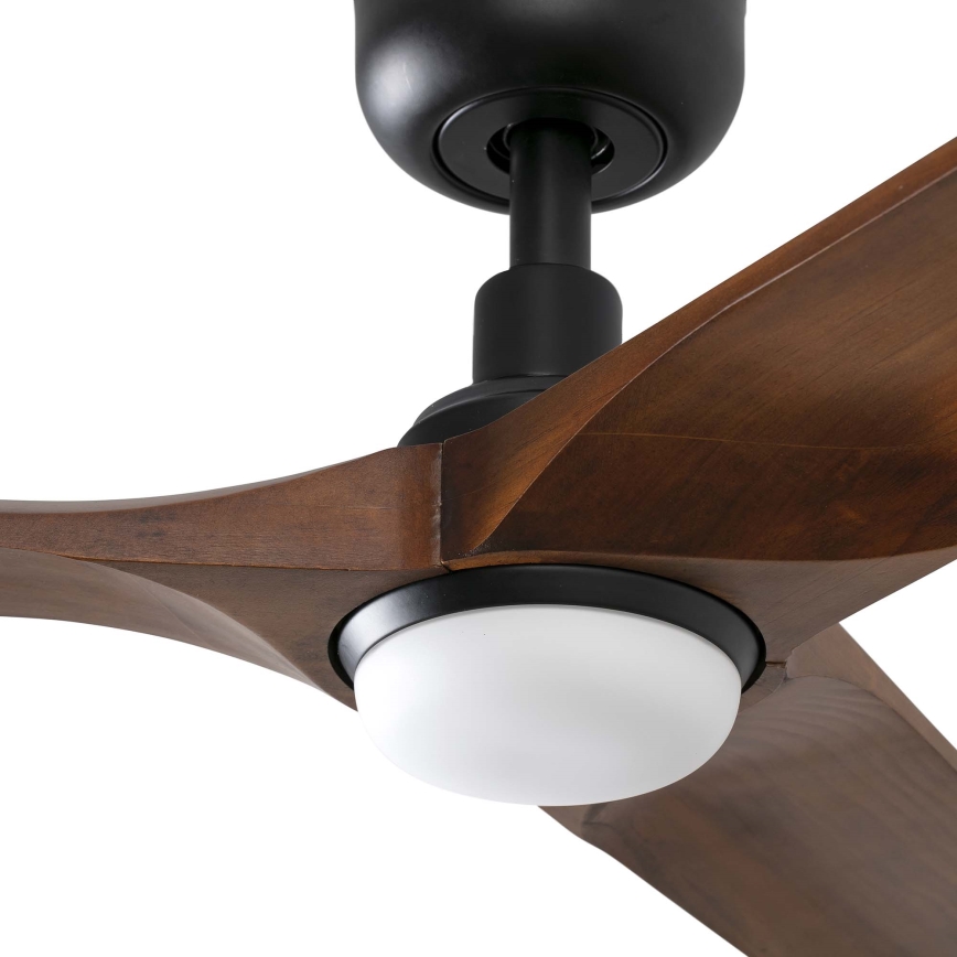 FARO 33809WT1S - LED-dimmbarer Deckenventilator HEYWOOD L LED/10W/230V 2700/3000/4000K Ø 132 cm Holz/Schwarz Wi‑Fi Tuya + Fernbedienung