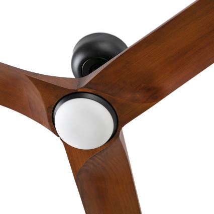FARO 33809WT1S - LED-dimmbarer Deckenventilator HEYWOOD L LED/10W/230V 2700/3000/4000K Ø 132 cm Holz/Schwarz Wi‑Fi Tuya + Fernbedienung
