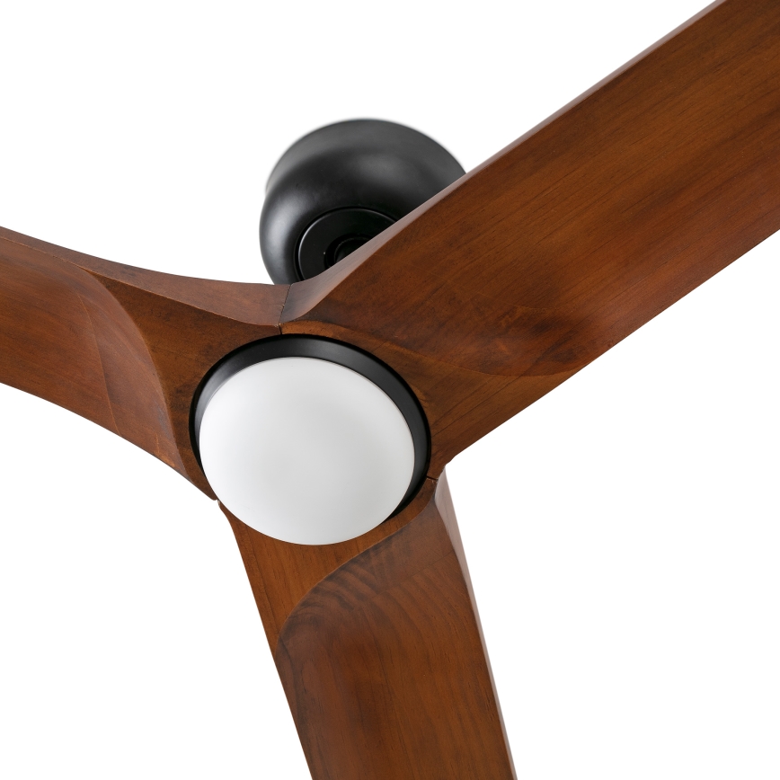 FARO 33809WT1S - LED-dimmbarer Deckenventilator HEYWOOD L LED/10W/230V 2700/3000/4000K Ø 132 cm Holz/Schwarz Wi‑Fi Tuya + Fernbedienung