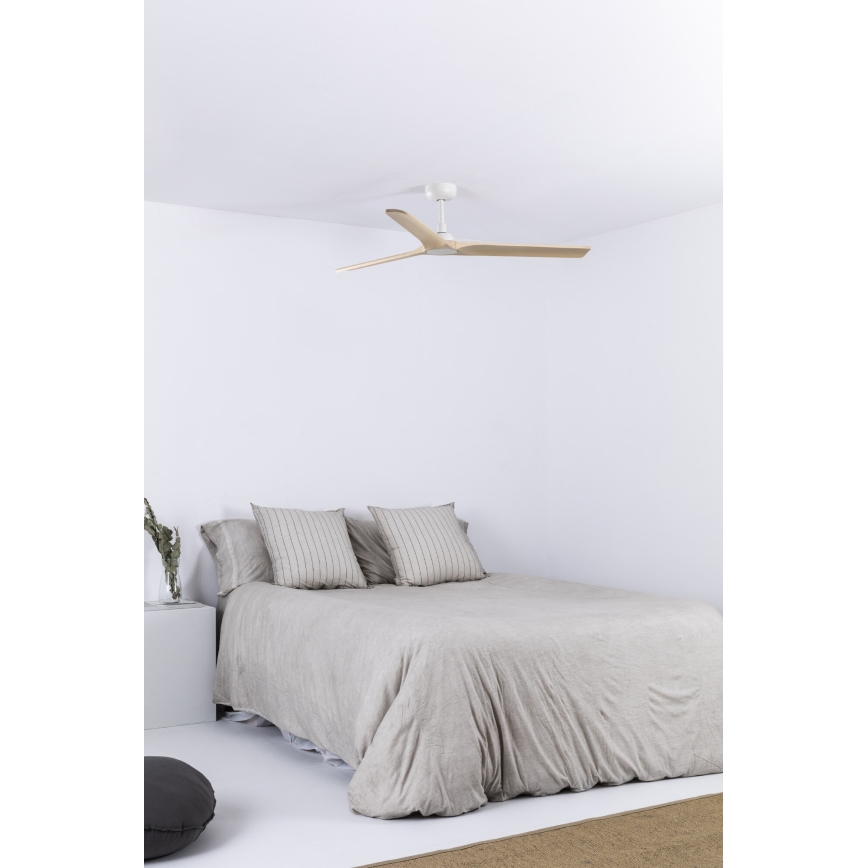 FARO 33810WT - Deckenventilator HEYWOOD L Holz/Weiß Ø 132 cm Wi-Fi Tuya + Fernbedienung