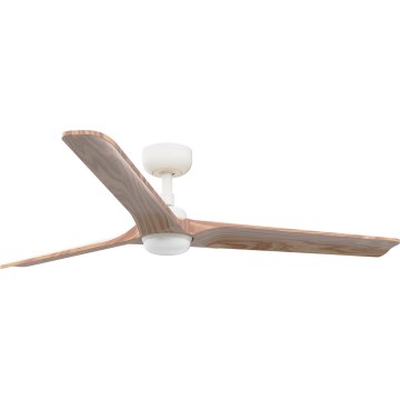 FARO 33810WT1S - LED-dimmbarer Deckenventilator HEYWOOD L LED/10W/230V 2700/3000/4000K Ø 132 cm Holz/Weiß Wi-Fi Tuya + Fernbedienung