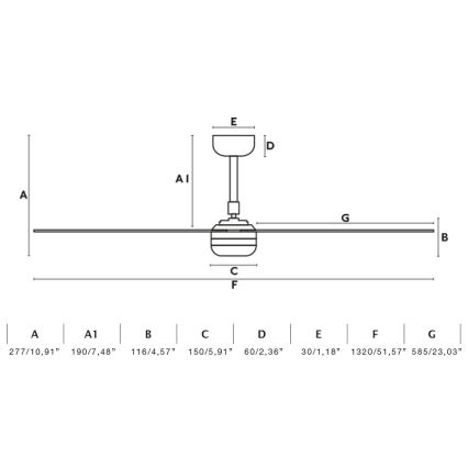 FARO 33814WT-20 - PUNT M LED-dimmbarer Deckenventilator, 18 W, 230 V, 2700/3000/4000 K, weiß, Ø 132 cm, Wi‑Fi (Tuya) + Fernbedienung