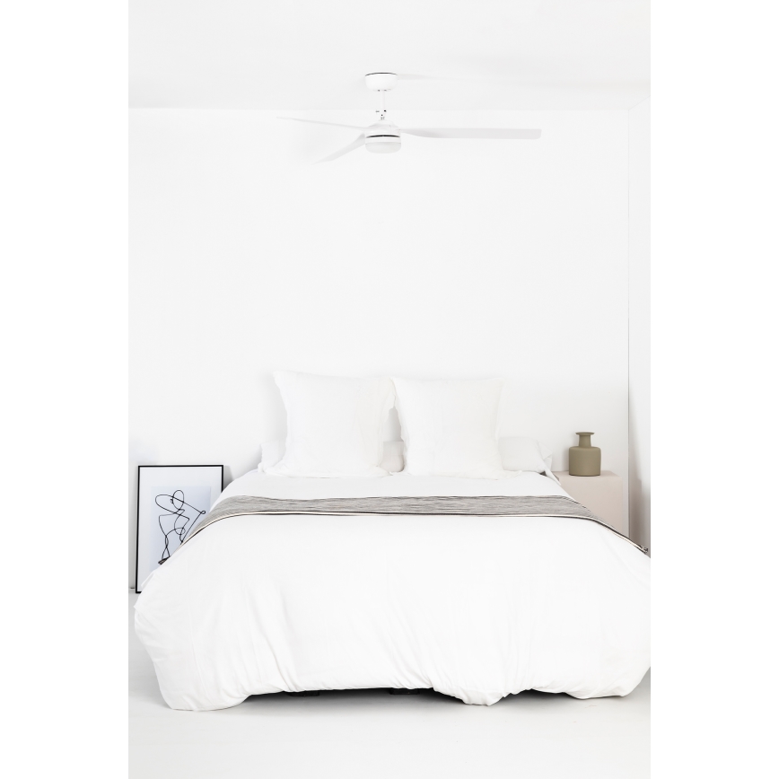FARO 33814WT1S - LED-dimmbarer Deckenventilator PUNT M LED/18W/230V 2700/3000/4000K Ø 132 cm weiß Wi-Fi Tuya + Fernbedienung
