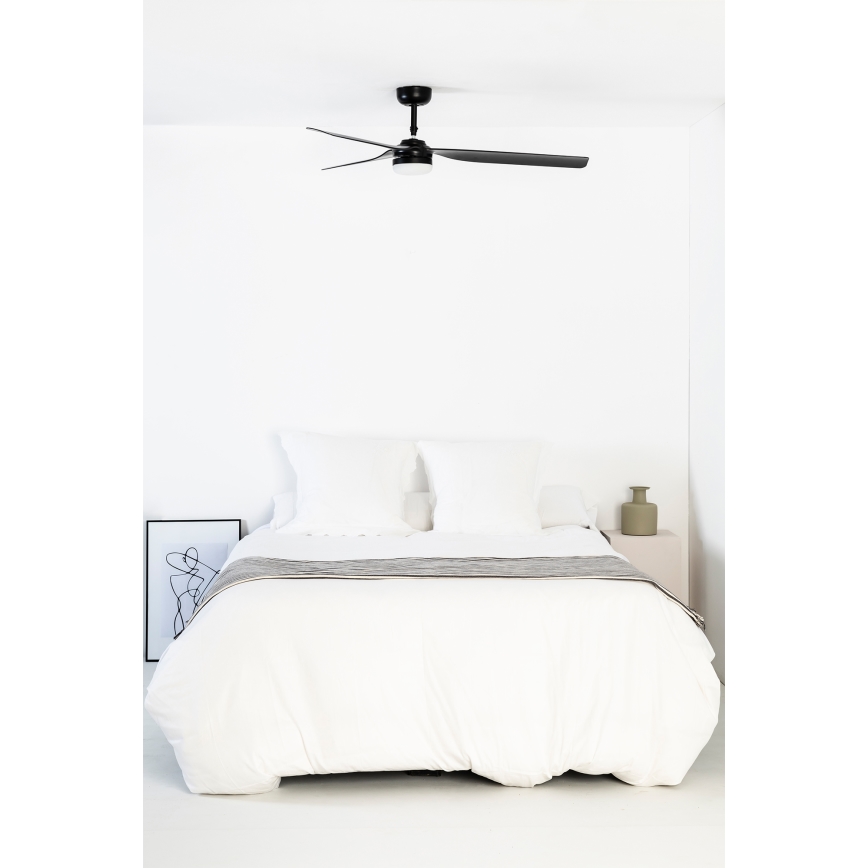 FARO 33815WT1S - LED-dimmbarer Deckenventilator PUNT M LED/18W/230V 2700/3000/4000K Ø 132 cm schwarz Wi-Fi Tuya + Fernbedienung