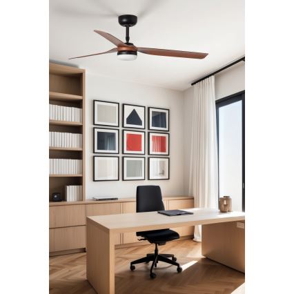 FARO 33817WT-21 - Dimmbarer LED-Deckenventilator PUNT M LED/18W/230V braun/schwarz d 132 cm Wi-Fi Tuya + Fernbedienung